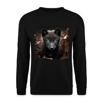 Wölfe realistic Wolf - Unisex Pullover - Schwarz - Vorne - Alina (178cm) & Michal (187cm)