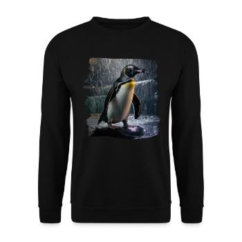 Pinguine realistic Pinguin - Unisex Pullover - Schwarz - Vorne - Alina (178cm) & Michal (187cm)