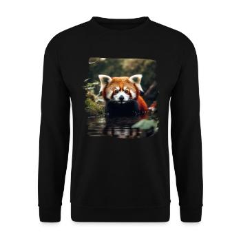Little Panda realistic Red Panda Pandas - Unisex Sweatshirt - black - Front - Alina (178cm) & Michal (187cm)