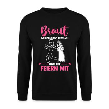Braut Hochzeit Heiraten Junggesellenabschied - Unisex Pullover - Schwarz - Vorne - Alina (178cm) & Michal (187cm)