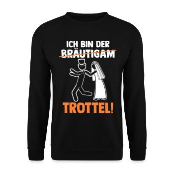 Bräutigam Hochzeit Heiraten Junggesellenabschied - Unisex Pullover - Schwarz - Vorne - Alina (178cm) & Michal (187cm)