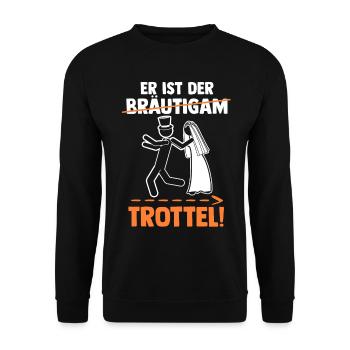 Bräutigam Hochzeit Heiraten Junggesellenabschied - Unisex Pullover - Schwarz - Vorne - Alina (178cm) & Michal (187cm)