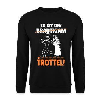 Bräutigam Hochzeit Heiraten Junggesellenabschied - Unisex Pullover - Schwarz - Vorne - Alina (178cm) & Michal (187cm)