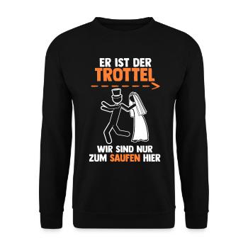 Bräutigam Hochzeit Heiraten Junggesellenabschied - Unisex Pullover - Schwarz - Vorne - Alina (178cm) & Michal (187cm)