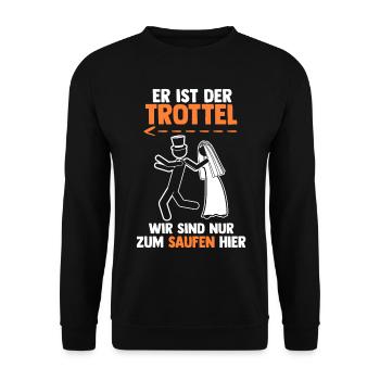 Bräutigam Hochzeit Heiraten Junggesellenabschied - Unisex Pullover - Schwarz - Vorne - Alina (178cm) & Michal (187cm)