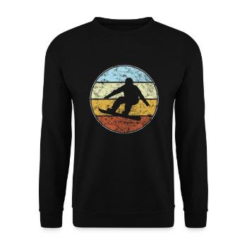 Snowboarding Retro - Unisex Pullover - Schwarz - Vorne - Alina (178cm) & Michal (187cm)