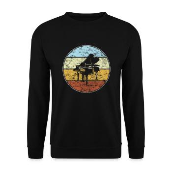 Klavier Retro - Unisex Pullover - Schwarz - Vorne - Alina (178cm) & Michal (187cm)