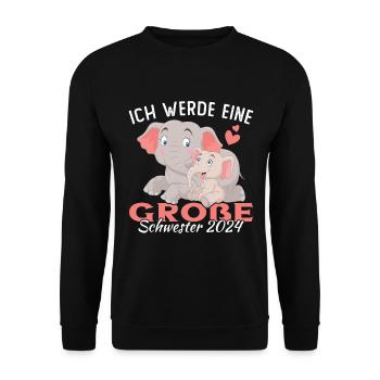 Ich Werde eine Große Schwester 2024 - Unisex Pullover - Schwarz - Vorne - Alina (178cm) & Michal (187cm)