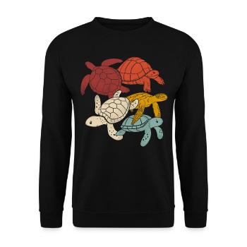 Sea Turtle Tortoise Retro Vintage - Sweat-shirt Unisexe - noir - Devant - Alina (178cm) & Michal (187cm)