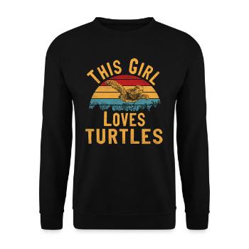 Sea Turtle Tortoise Retro Vintage - Sweat-shirt Unisexe - noir - Devant - Alina (178cm) & Michal (187cm)