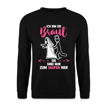 Braut Hochzeit Heiraten Junggesellenabschied - Unisex Pullover - Schwarz - Vorne - Alina (178cm) & Michal (187cm)
