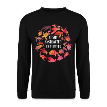 Sea Turtle Tortoise Easily - Unisex Pullover - Schwarz - Vorne - Alina (178cm) & Michal (187cm)