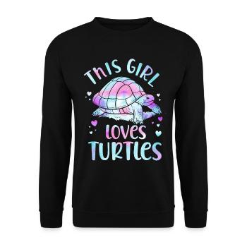 Sea Turtle Tortoise Watercolor - Unisex Pullover - Schwarz - Vorne - Alina (178cm) & Michal (187cm)