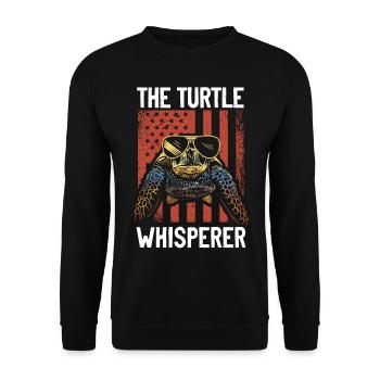 Sea Turtle Tortoise American Flag - Unisex Sweatshirt - black - Front - Alina (178cm) & Michal (187cm)