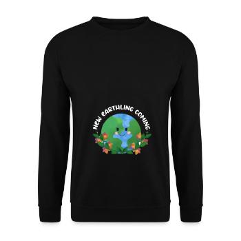 New Earthling Coming - Baby Ankündigung - Unisex Pullover - Schwarz - Vorne - Alina (178cm) & Michal (187cm)