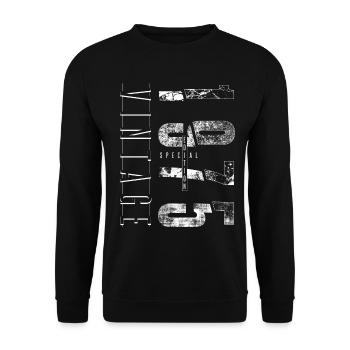 Vintage 1975 Special Edition Geburtsjahr 1975 - Unisex Pullover - Schwarz - Vorne - Alina (178cm) & Michal (187cm)