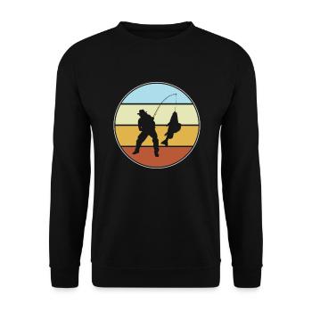 Fishing Retro - Unisex Sweatshirt - black - Front - Alina (178cm) & Michal (187cm)