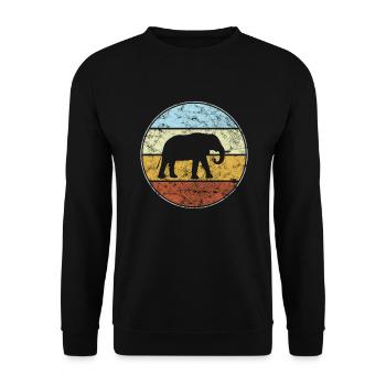 Elefant Retro - Unisex Pullover - Schwarz - Vorne - Alina (178cm) & Michal (187cm)
