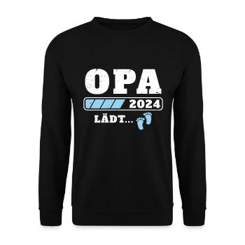Opa 2024 lädt Schwangerschaftsankündigung ein - Unisex Pullover - Schwarz - Vorne - Alina (178cm) & Michal (187cm)