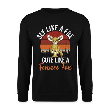 Fennek-füchse, Schlau, Niedlich, Fennek-füchse, - Unisex Pullover - Schwarz - Vorne - Alina (178cm) & Michal (187cm)
