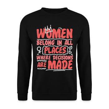 Feminist Women Belong In All - Unisex Pullover - Schwarz - Vorne - Alina (178cm) & Michal (187cm)