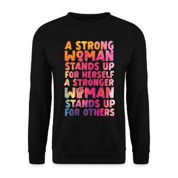 Feminist Watercolor A Strong Woman - Unisex Pullover - Schwarz - Vorne - Alina (178cm) & Michal (187cm)