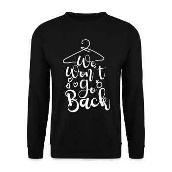 Feminist Cloth Hanger We Won't Go - Unisex Sweatshirt - black - Front - Alina (178cm) & Michal (187cm)