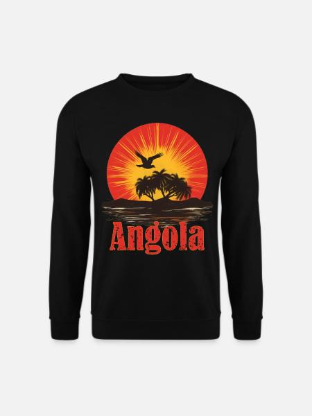 Angola Angolan Flag Vintage Sunset Souvenir Pride - Unisex Pullover - Schwarz