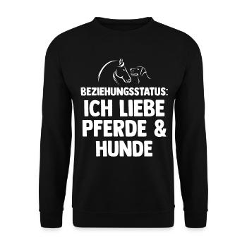 Hunde Pferdeliebhaber Hundeliebhaber Pferde - Unisex Pullover - Schwarz - Vorne - Alina (178cm) & Michal (187cm)