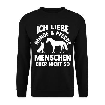 Hunde Pferdeliebhaber Hundeliebhaber Pferde - Unisex Pullover - Schwarz - Vorne - Alina (178cm) & Michal (187cm)