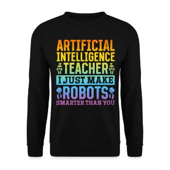 Professeur d’intelligence artificielle Ai - Sweat-shirt Unisexe - noir - Devant - Alina (178cm) & Michal (187cm)