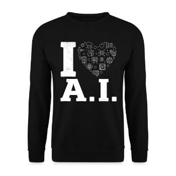 I Love Ai - Artificial Intelligence Machine Learni - Unisex Pullover - Schwarz - Vorne - Alina (178cm) & Michal (187cm)