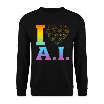 I Love Ai - Artificial Intelligence - Unisex Pullover - Schwarz - Vorne - Alina (178cm) & Michal (187cm)