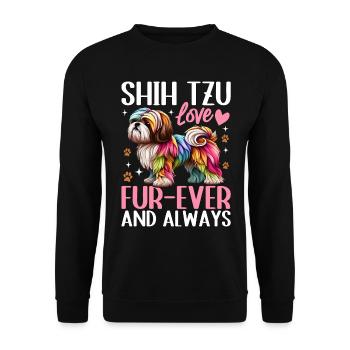 Shih Tzu aime la fourrure depuis toujours et toujours - Sweat-shirt Unisexe - noir - Devant - Alina (178cm) & Michal (187cm)
