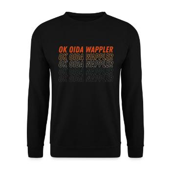 Lustiges Österreich Dialekt Ok Oida Wappler - Unisex Pullover - Schwarz - Vorne - Alina (178cm) & Michal (187cm)