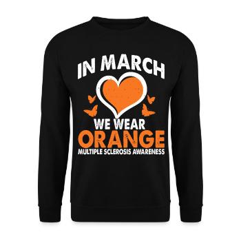 In March we wear the orange month of the - Unisex Sweatshirt - black - Front - Alina (178cm) & Michal (187cm)