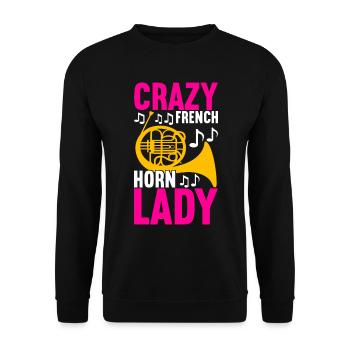 Horn Brass Instrument - Unisex Sweatshirt - black - Front - Alina (178cm) & Michal (187cm)