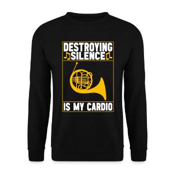 Horn Brass Instrument - Unisex Sweatshirt - black - Front - Alina (178cm) & Michal (187cm)