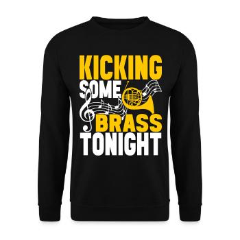 Horn Blechblasinstrument - Unisex Pullover - Schwarz - Vorne - Alina (178cm) & Michal (187cm)