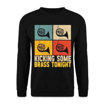 Horn Blechblasinstrument - Unisex Pullover - Schwarz - Vorne - Alina (178cm) & Michal (187cm)