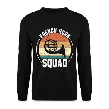 Horn Brass Instrument - Unisex Sweatshirt - black - Front - Alina (178cm) & Michal (187cm)