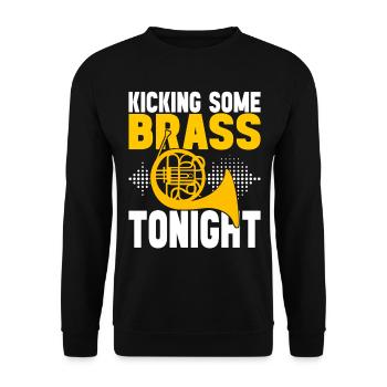 Horn Blechblasinstrument - Unisex Pullover - Schwarz - Vorne - Alina (178cm) & Michal (187cm)