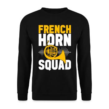 Horn Blechblasinstrument - Unisex Pullover - Schwarz - Vorne - Alina (178cm) & Michal (187cm)