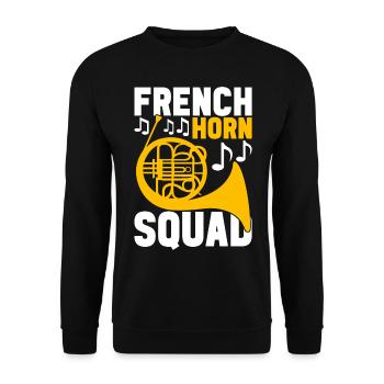 Horn Blechblasinstrument - Unisex Pullover - Schwarz - Vorne - Alina (178cm) & Michal (187cm)