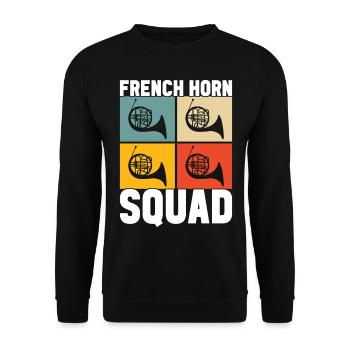 Horn Blechblasinstrument - Unisex Pullover - Schwarz - Vorne - Alina (178cm) & Michal (187cm)