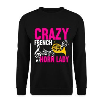 Horn Brass Instrument - Unisex Sweatshirt - black - Front - Alina (178cm) & Michal (187cm)