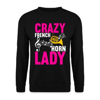 Horn Blechblasinstrument - Unisex Pullover - Schwarz - Vorne - Alina (178cm) & Michal (187cm)