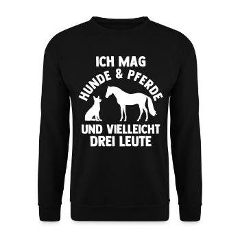 Hunde Pferdeliebhaber Hundeliebhaber Pferde - Unisex Pullover - Schwarz - Vorne - Alina (178cm) & Michal (187cm)