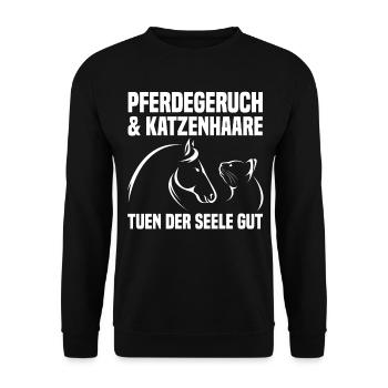 Pferde Pferdeliebhaber Katzenliebhaber Katzen - Unisex Pullover - Schwarz - Vorne - Alina (178cm) & Michal (187cm)