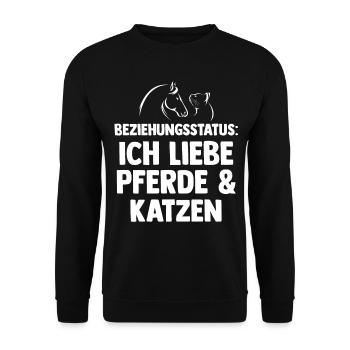 Katzen Pferdeliebhaber Katzenliebhaber Pferde - Unisex Pullover - Schwarz - Vorne - Alina (178cm) & Michal (187cm)